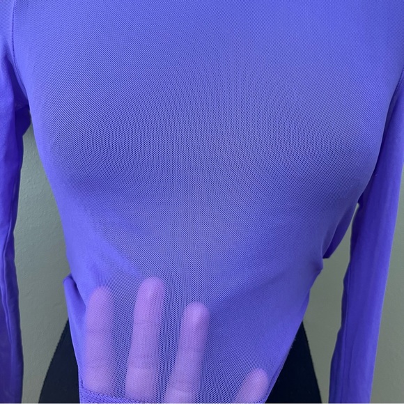 iHeartRaves Purple Sheer Mesh Cropped Hoodie Size Small - Picture 2 of 4